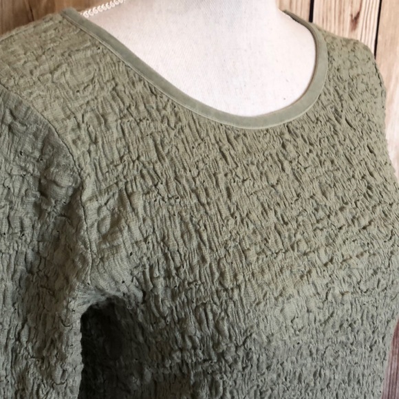 J. Jill Mint Smocked Blouse w/Velvet-style Trim SM - Picture 2 of 5